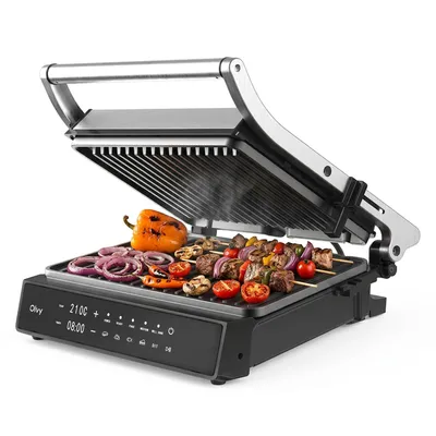 Produktbild von Olvy Kontaktgrill, 2000W, Elektrogrill Sandwichmaker, 5 Programme, Paninimaker, Grilltoaster indoor Grill, PFAS-freie Platten, Tisch Grill
