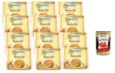 Produktbild von Italian Gourmet - Gefüllte Doppelkekse mit Haselnuss-Milch-Creme 12×168 g | Italienisches Gebäck, 6 Portionen pro Packung | Knusprig & cremig, ideal für Frühstück + Italian Gourmet Polpa