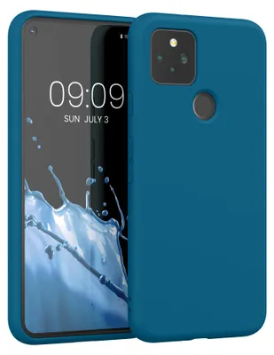 Produktbild von kwmobile Hülle kompatibel mit Google Pixel 5 Hülle - gummierte TPU Silikon Handyhülle - Schutzhülle für kabelloses Laden - Case in Karibikblau