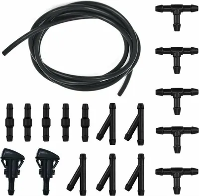Produktbild von Scheibenwaschschlauch, Scheibenwischerschlauch-Set, 5 m Scheibenwaschflüssigkeitsschlauch, mit 15 Schlauchverbindern + 2 Düsen