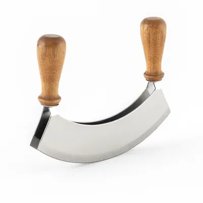 Immagine prodotto di Hanseküche - Coltello per erbe aromatiche a doppio taglio da 17,5 cm – Lama speciale – Coltello da cucina per tritare, sminuzzare e tagliare finemente le erbe aromatiche