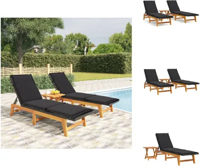 Produktbild von vidaXL 3-tlg. Garten-Lounge-Set Poly Rattan & Massivholz Akazie -  Sonnenliegen