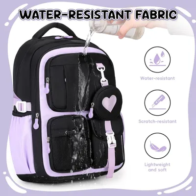 Image de Sac à dos scolaire, pour filles, noir, pour l'école