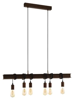 Produktbild von EGLO 49859, Festmontage, Braun, Stahl, I, 6 Glühbirne(n), E27