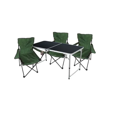 Produktbild von 4-tlg. Camping Set Gartenmöbel Campingtisch + 3 x Anglersessel Grün