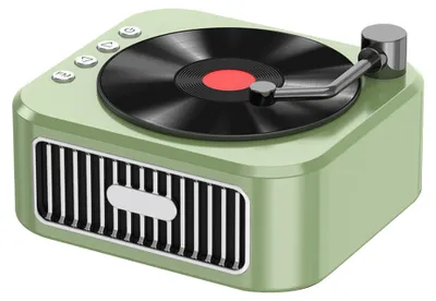 Zdjęcie produktu dla Głośnik Bluetooth w stylu klasycznej płyty CD, scena stereo, dźwięk hi-fi, AUX, pamięć flash USB, karta TF, wiele trybów odtwarzania - Zielony