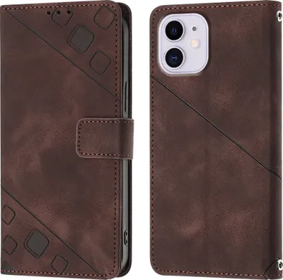 Produktbild von Hülle für iPhone 11 Prägung Flip Leder Brieftasche Schutzhülle mit Ständer Braun