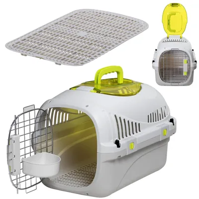 Produktbild von Katzentransportbox Peluvio Safy bis 5 kg, leicht & sicher, gute Belüftung, Griff, ideal für Auto & Reise - Grau