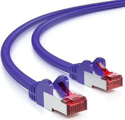 Produktbild von deleyCON 10m CAT6 Patchkabel S/FTP PIMF Schirmung CAT-6 RJ45 Netzwerkkabel Ethernetkabel LAN DSL Switch Router Modem Access Point Patchfelder - Violett / Lila