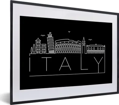 Produktbild von MuchoWow® MuchoWow® Gerahmtes Poster Stadtbild "Italien" mit schwarzem Hintergrund 40x30 cm - Poster mit zchwarzem Bilderrahmen - Bilderrahmen - Poster im Rahmen