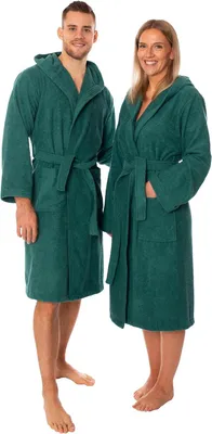 Produktbild von Lavea® Mexico - Bademantel Damen & Herren aus 100% Baumwolle – weicher Frottee Morgenmantel mit Kapuze, für Sauna & Zuhause, saugstark & pflegeleicht