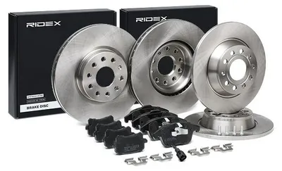Produktbild von RIDEX Bremsenset Vorne Hinten Bremsscheiben Beläge Satz für VW TIGUAN (5N) 312 282mm