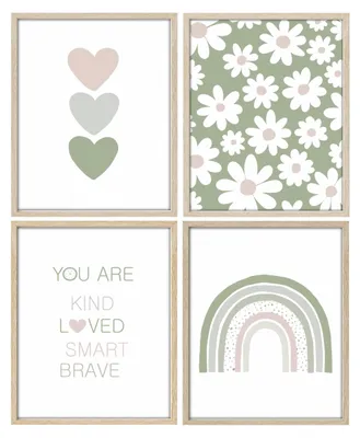 Imagen del producto de Conjunto de 4 láminas decorativas, tamaño 20 x 25 cm, para decoración de habitaciones infantiles
