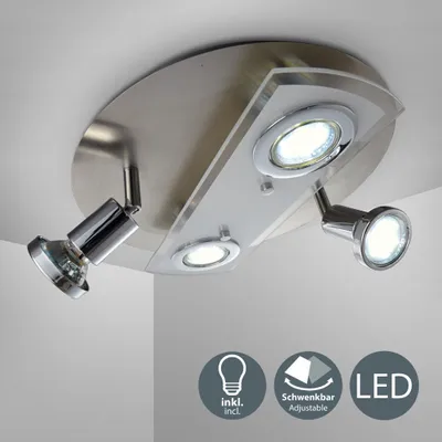 Produktbild von Deckenleuchte Ø29 cm - 12W, 1000lm, LED, schwenkbar, warmweiß, matt-nickel