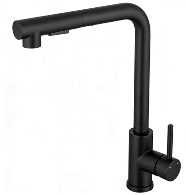 Produktbild von AICA Hochdruck Edelstahl Wasserhahn Küche Ausziehbar Küchenarmatur 2 Sprühfunktionen Mischbatterie Schwarz Matt