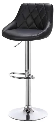 Image de Tabouret de bar - Tabouret de bar réglable en hauteur - Pivotant - Rembourré - Repose-pieds - Similicuir - Acier chromé - Noir
