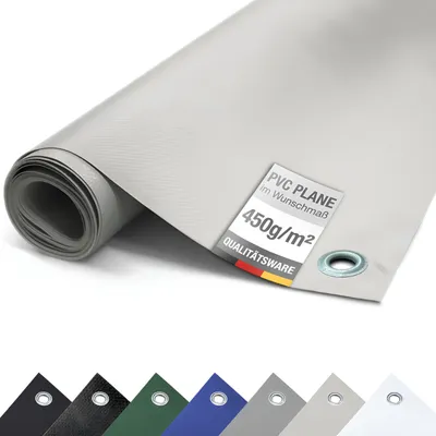 Image de (450g/m²) Bâche pour camion/PVC avec œillets, bâche tissée de couverture (gris clair RAL7035, 3m x 15m)
