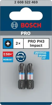 Produktbild von PRO Phillips Impact Bit, PH3, 25 mm, 2-tlg.