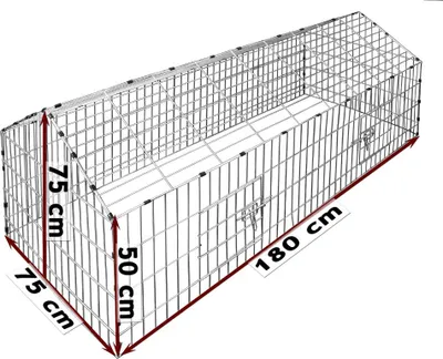 Image de Cadoca Enclos pour lapin bleu cage à lapin parc à lapin métal extérieur 180x75 cm Toit Amovible avec bâche protection UV