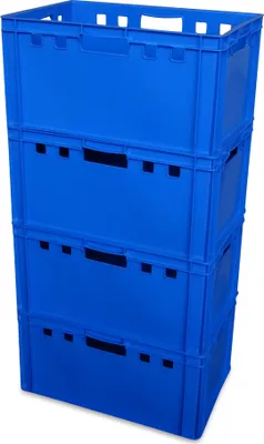 Produktbild von 4 x Eurofleischerkiste Vorratsbox E3 Kiste Behälter Gemüsekiste stabelbar Farbe blau