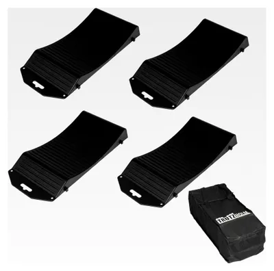 Produktbild von 4 x Reifenschoner Ausgleichsrampe 3,5T 49x21x6 cm bis 18 Zoll Kunststoff Zusammensteckbar für Wohnmobil, Wohnwagen, PKW und SUV