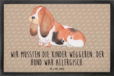 Produktbild von Mr. & Mrs. Panda Bodenvorleger Hund Basset Hound 60 x 90 cm - Hundeglück - Geschenk, Schmutzmatte, Sauberlaufmatte, Vorleger, Lustig, Hundeliebe, Sprüche, Schmutzfänger
