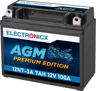 Produktbild von Electronicx AGM Motorradbatterie 12N7-3A 7Ah 12V ▶ Roller Quad Moped - wartungsfrei auslaufsicher rüttelfest