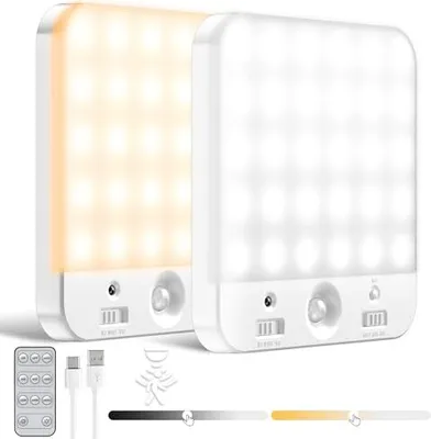 Produktbild von Daphomeu wieder aufladbare Nachtlichtbewegungssensor, Pack 2, drahtlose LED -Deckenbedienung, 4500 mAh Akku, Lampensor Küche, Flur, Flur,