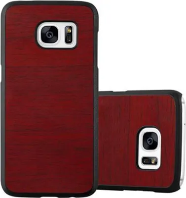Immagine prodotto di Cadorabo cover per Samsung Galaxy S7 cover protettiva in rosso custodia rigida in legno look cover per cellulare