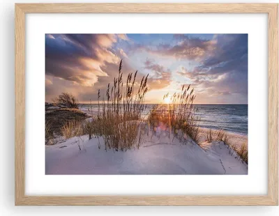 Produktbild von Gerahmtes Poster - Rahmen in heller Eiche - Westen auf der Strand - 40x30 cm - Wand Bild - Wanddeko - Wandbilder - Kunstposter - Wandposter - Bilderrahmen - Bilder - Kunstdruck - P2NAA40x30-4710
