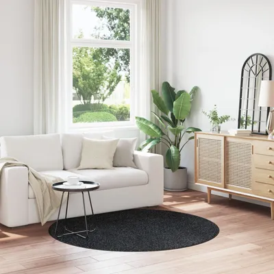 Produktbild von Möbel Flauschiger Teppich mit Latexrücken Dunkelgrau ø160 cm - Designerteppiche 4019775