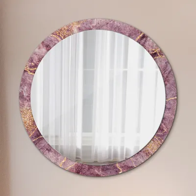 Produktbild von Modern Spiegel - Wandspiegel Design Wandmontage – Badspiegel mit Aufdruck - Rundspiegel - Marmor mit Gold - Rund: Ø100cm