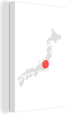 Produktbild von MuchoWow® - Leinwandbilder - Japan - Karte - Flagge, Wandbild, Wanddeko Bilder Wohnzimmer, 60x90cm