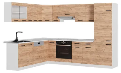 Image de Cuisine en angle Vicco R-Line Chêne de force doré/Blanc 287 x 227 cm sans PT, Model 52220