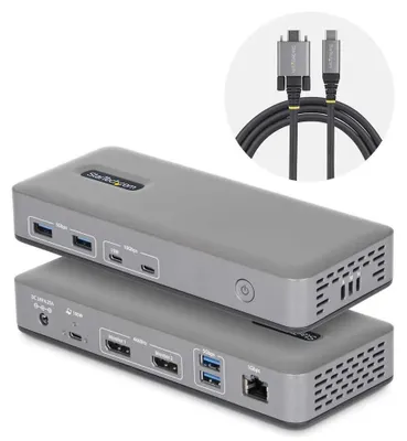 Produktbild von STARTECH.COM USB-C Dockingstation Dual 4K 60Hz DisplayPort MST Dock 100W Power Delivery Laptop-Ladung 1GbE treiberlos Windows