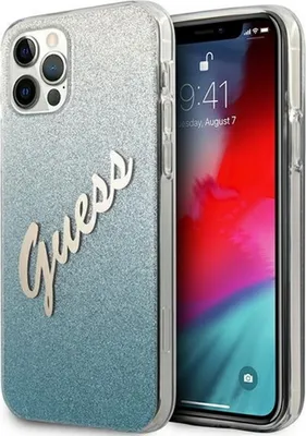 Image de Guess Guhcp12Lpcuglsbl Iphone 12 Pro Max 6.7 Bleu/Bleu Hardcase Glitter Gradient Script