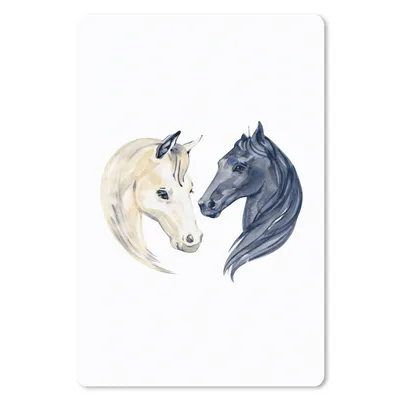 Produktbild von MuchoWow® Mauspad Mousepad Pferde - Aquarell - Schwarz - Mädchen - Kinder - Mädchen 18x27 cm - Mousepads - Maus Mat - Pad - Mausunterlage