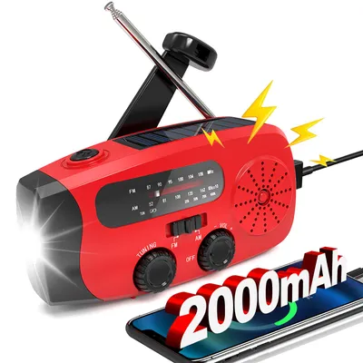 Produktbild von Notfallradio, Solar Radio, AM/FM Kurbelradio mit handy ladefunktion, radio mit Led Taschenlampe, SOS-Alarm für Notfall, Camping, Ourdoor