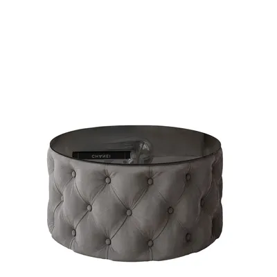 Produktbild von CHESTERFIELD 70 cm runder gepolsterter Couchtisch, Jasmine 96 + Schwarz