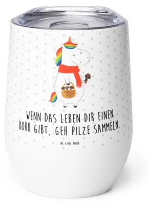 Produktbild von Mr. & Mrs. Panda Edelstahlbecher Einhorn Pilz - Weiß - Geschenk, Thermo Becher, Einhörner, Pilzsammler, Spruch, glühweinbecher, kaffee tasse, Motivation, Weinbecher