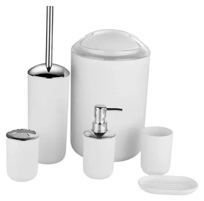 Immagine prodotto di Set di accessori da bagno in 6 pezzi, colore bianco