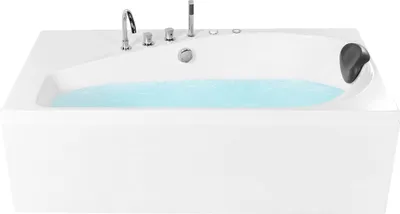 Obrázek produktu pro BELIANI Vířivá vana bílá akrylová 175 x 80 cm pravostranná masážní trysky opěrka hlavy LED světla koupelna