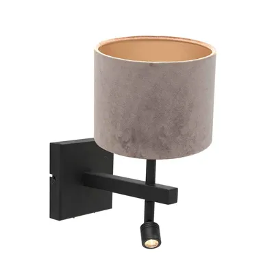 Image de Steinhauer - applique murale - Stang - noir - métal velours tissu - lampe de lit - LED_E27 - 8206ZW