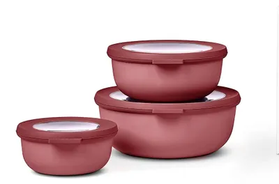 Image de Mepal - Multi-coupe Cirqula Round Set 3 pièces - Boîtes à provisions avec couvercle - Convient comme boîte de rangement, réfrigérateur, congélateur & vaisselle pour micro-ondes - 350 ml, 750 ml & 1250 ml - Vivid Mauve