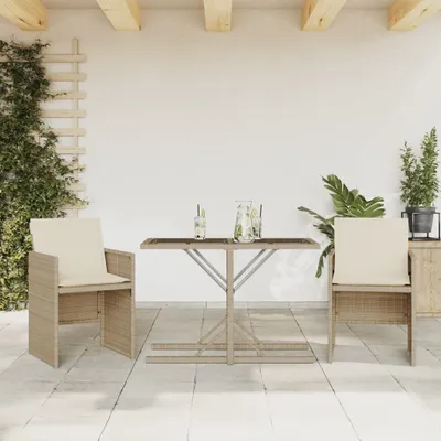 Produktbild von Maison Exclusive - 3-tlg. Bistro-Set mit Kissen Beige Poly Rattan