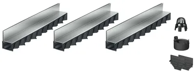 Produktbild von 3x1m ACO Hexaline 2.0 Entwässerungsrinne Schlitzaufsatz Stahl verzinkt Ablauf vertikal Bodenrinne Terrassenrinne