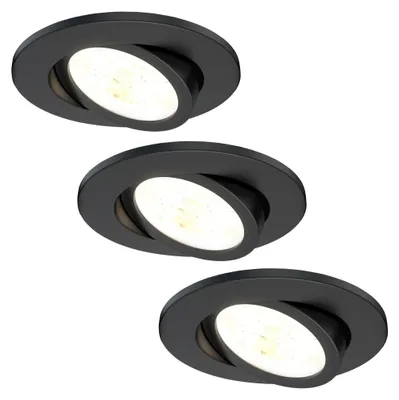 Image de Ledvion lot de 3 spot LED noir 7W CCT etanche IP65