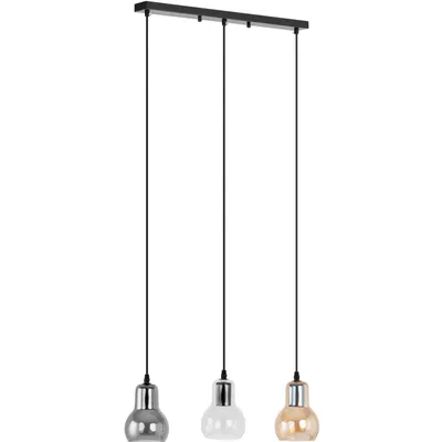 Produktbild von Uniprodo Pendelleuchte - 3 Leuchtmittel - Rauchglas Glockenform