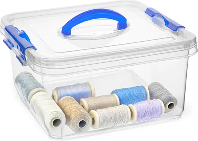 Produktbild von Aufbewahrungsbox mit Deckel - transparent blau - 5 Liter - 24 x 24 x 13 cm - Kunststoff