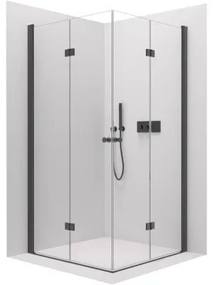 Obrázek produktu pro Sprchový kout Volpe Duo L/P - 6 mm - černá matná, transparentní sklo - 100x80x190 cm - zalamovací